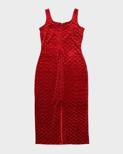 Vintage 90s Jessica Velvet Red Dress - M