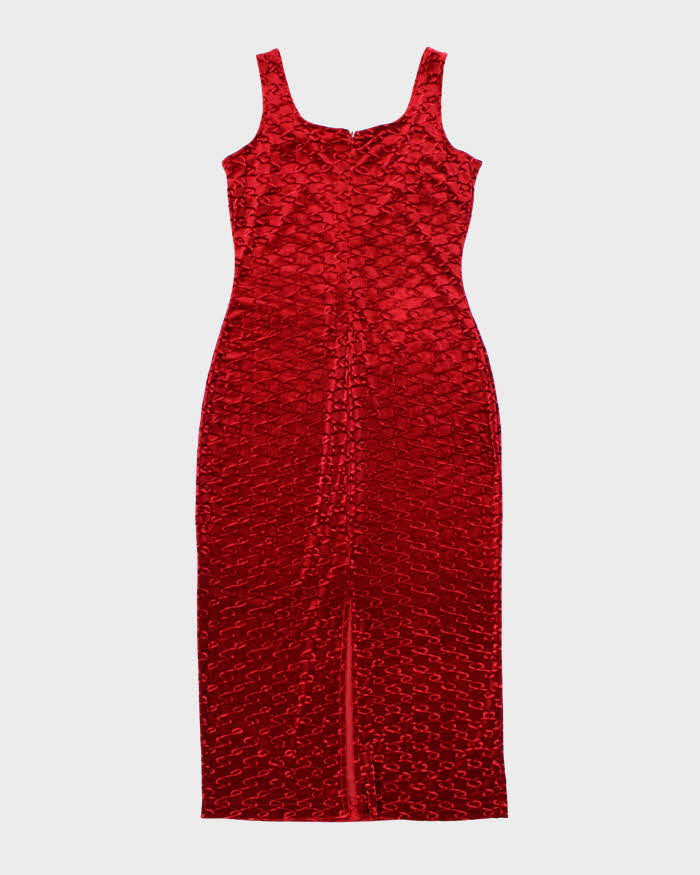 Vintage 90s Jessica Velvet Red Dress - M