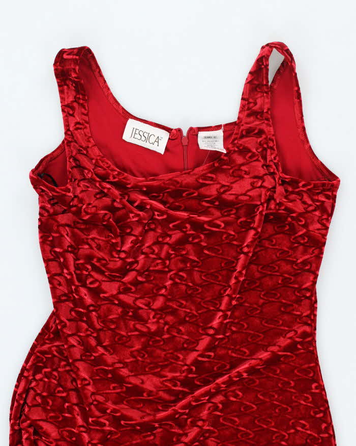 Vintage 90s Jessica Velvet Red Dress - M