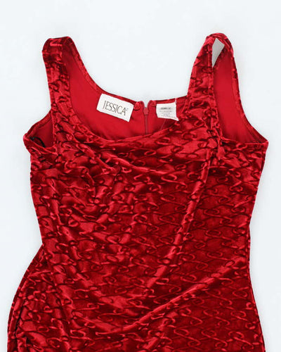 Vintage 90s Jessica Velvet Red Dress - M