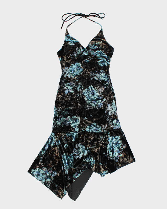 Vintage Y2k 00s Le Chateau Velvet Halter Dress - S