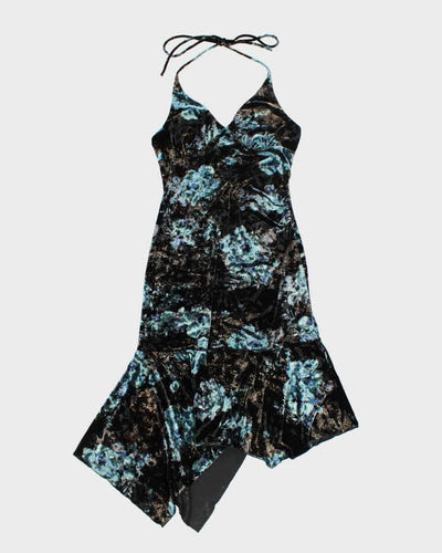 Vintage Y2k 00s Le Chateau Velvet Halter Dress - S