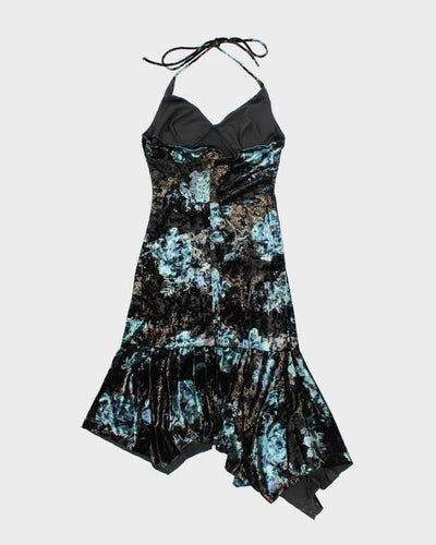 Vintage Y2k 00s Le Chateau Velvet Halter Dress - S