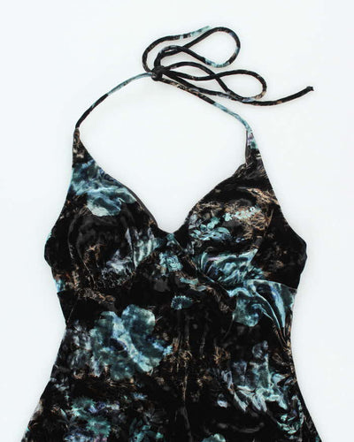 Vintage Y2k 00s Le Chateau Velvet Halter Dress - S