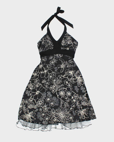 Vintage Y2k 00s Floral Halter Neck Dress - S