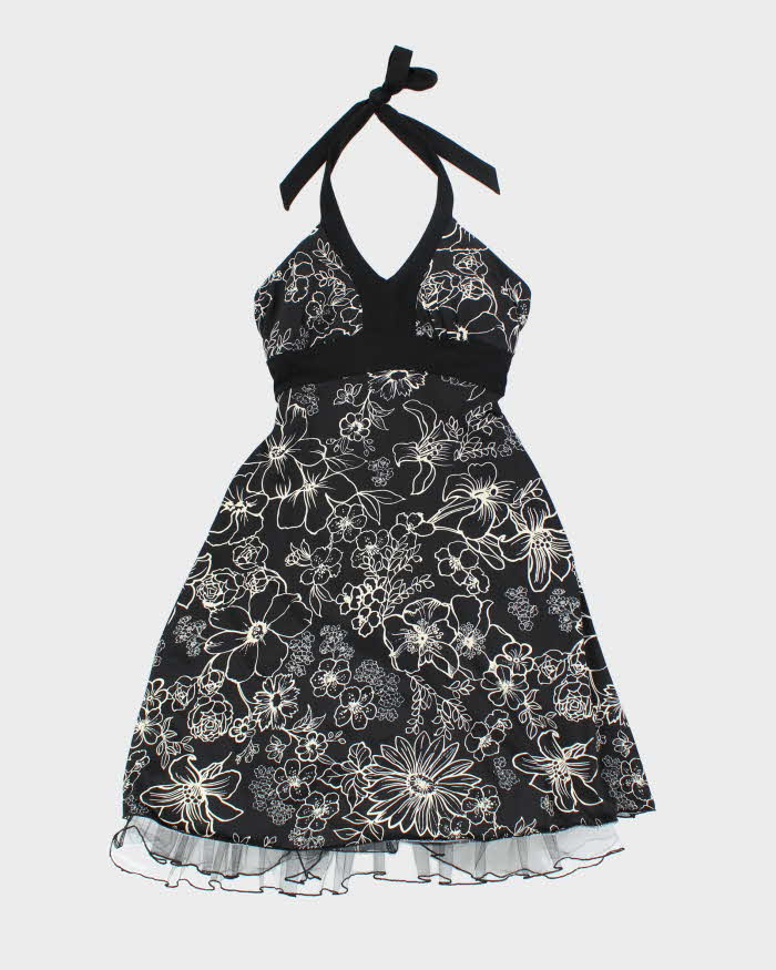 Vintage Y2k 00s Floral Halter Neck Dress - S