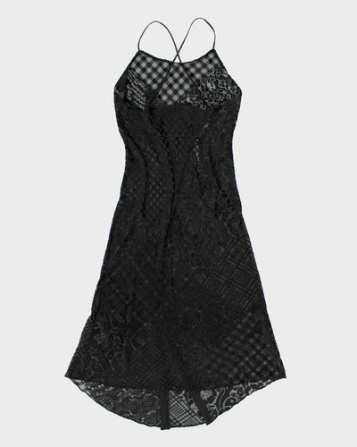 Vintage Y2k 00s Victoria's Secret Mesh Velvet Slip Dress - M