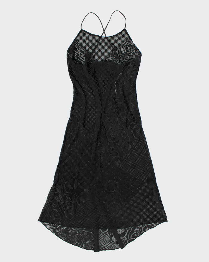 Vintage Y2k 00s Victoria's Secret Mesh Velvet Slip Dress - M