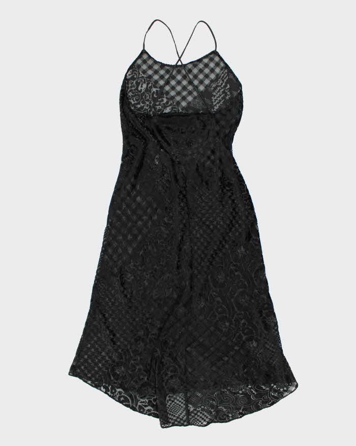 Vintage Y2k 00s Victoria's Secret Mesh Velvet Slip Dress - M