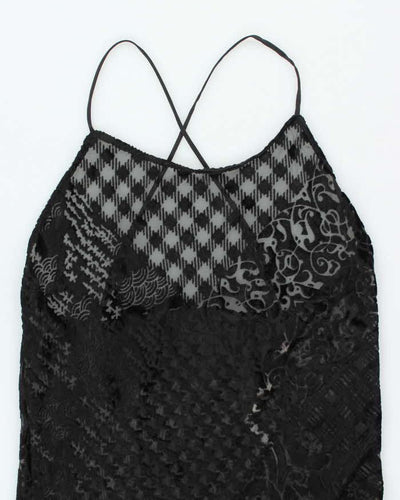 Vintage Y2k 00s Victoria's Secret Mesh Velvet Slip Dress - M