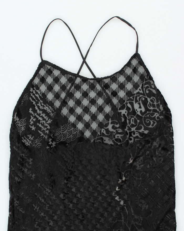 Vintage Y2k 00s Victoria's Secret Mesh Velvet Slip Dress - M