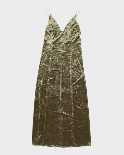 Vintage 90s Lilac Wine Green Velvet Dress - XS