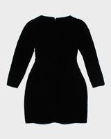 Vintage 80s Oscar De La Renta Black Velvet Long Sleeve Dress - S