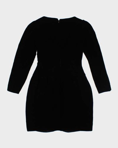 Vintage 80s Oscar De La Renta Black Velvet Long Sleeve Dress - S