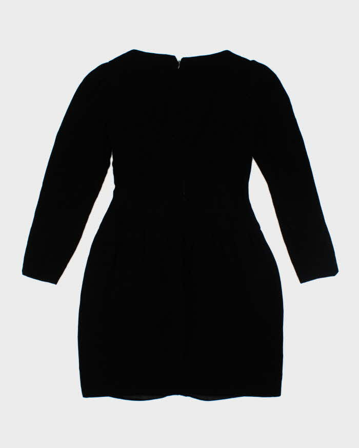 Vintage 80s Oscar De La Renta Black Velvet Long Sleeve Dress - S