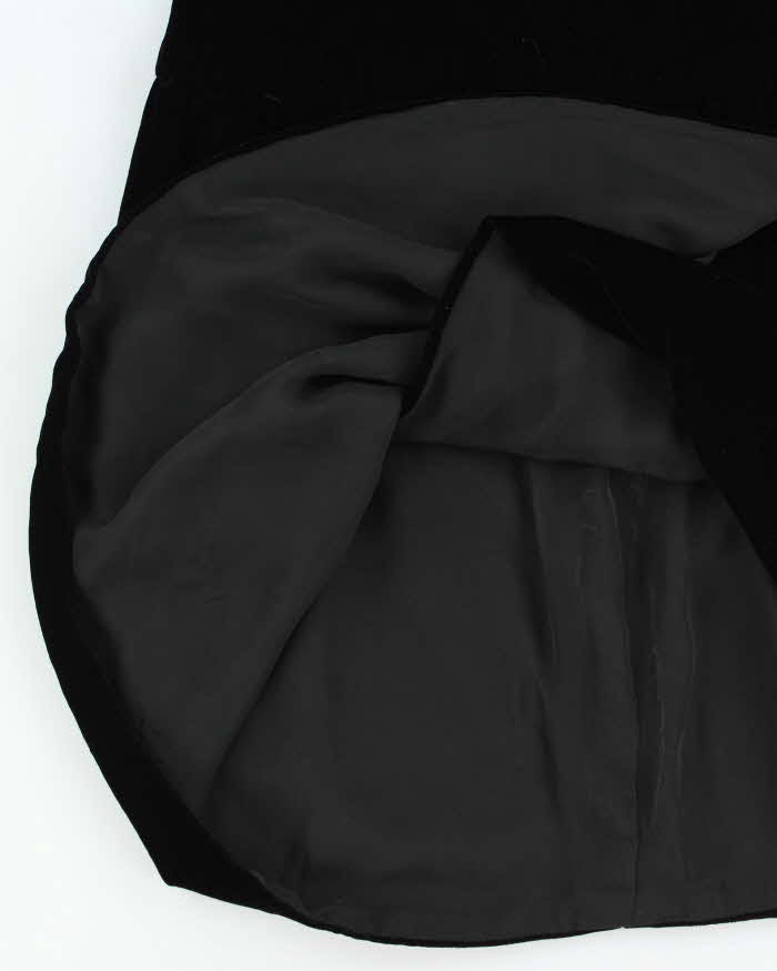 Vintage 80s Oscar De La Renta Black Velvet Long Sleeve Dress - S