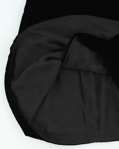 Vintage 80s Oscar De La Renta Black Velvet Long Sleeve Dress - S