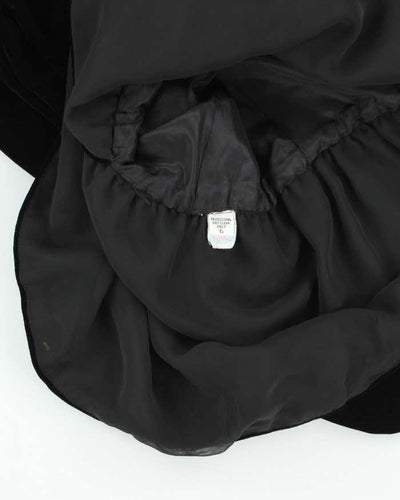 Vintage 80s Oscar De La Renta Black Velvet Long Sleeve Dress - S
