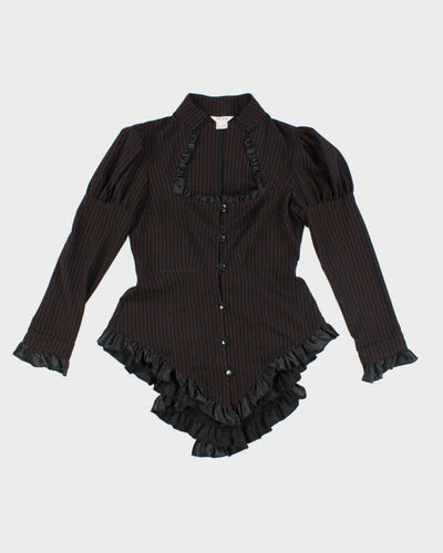 Vintage Chic Star Pin Stripe Ruffle Mini Dress - XL