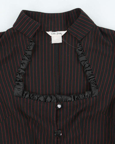 Vintage Chic Star Pin Stripe Ruffle Mini Dress - XL