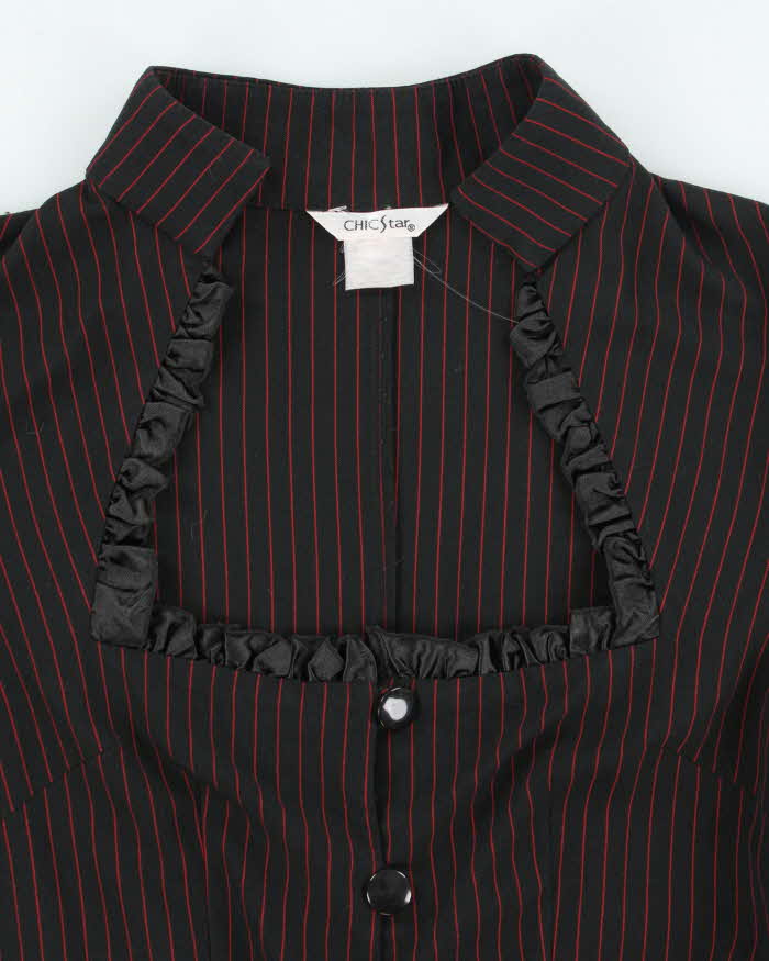 Vintage Chic Star Pin Stripe Ruffle Mini Dress - XL