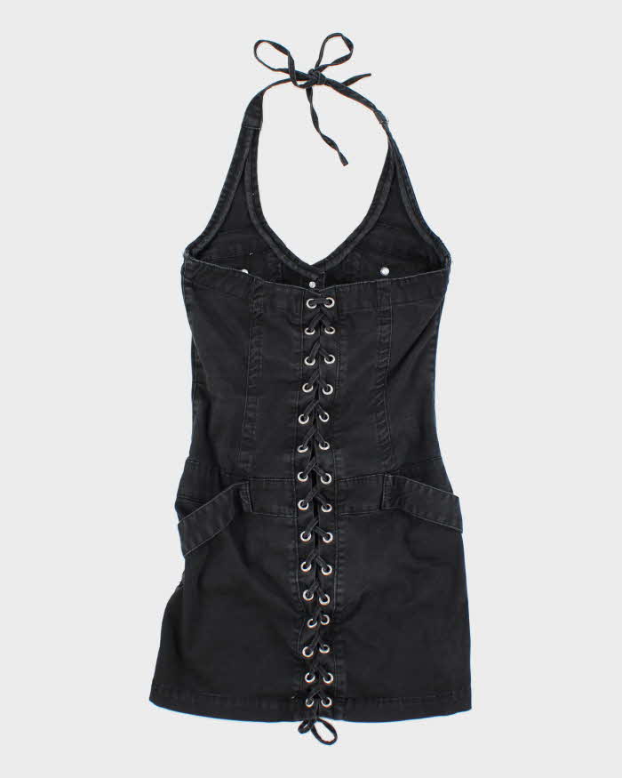 Vintage Y2k 00s Foxy Jeans Denim Lace-up Halter Dress - S
