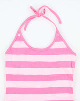 Vintage Y2k 00s Guess Pink Stripe Halter Neck Dress - M