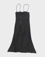 Vintage 90s Lakubo Lace-up Backless Ruffle Dress - XS
