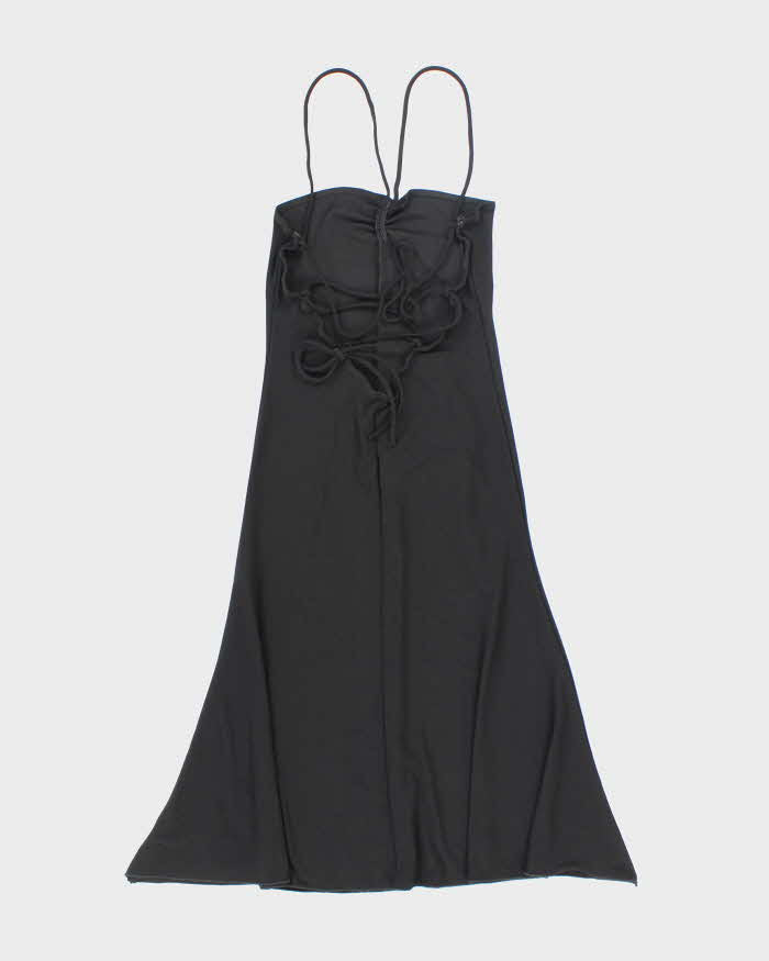 Vintage 90s Lakubo Lace-up Backless Ruffle Dress - XS