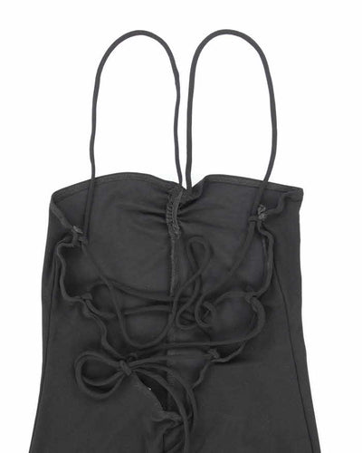 Vintage 90s Lakubo Lace-up Backless Ruffle Dress - XS