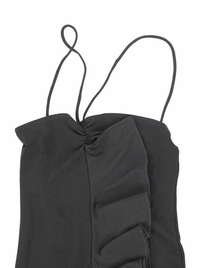 Vintage 90s Lakubo Lace-up Backless Ruffle Dress - XS