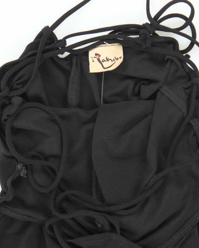 Vintage 90s Lakubo Lace-up Backless Ruffle Dress - XS