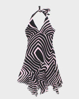 Vintage 90s Ellen &amp; Eric Stripe Halter Neck Dress - M