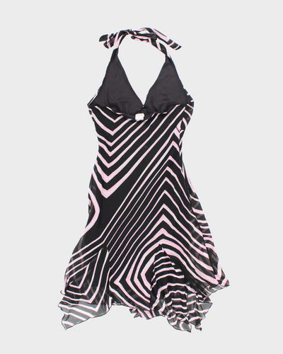 Vintage 90s Ellen & Eric Stripe Halter Neck Dress - M