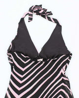 Vintage 90s Ellen &amp; Eric Stripe Halter Neck Dress - M