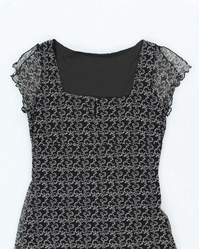 Vintage 90s Mesh Pattern Dress - M