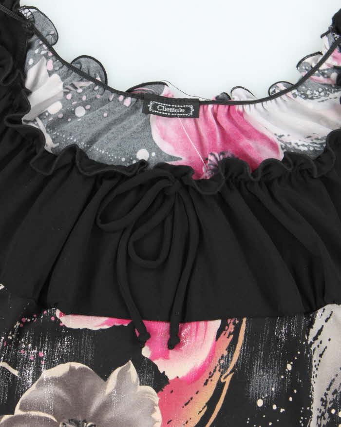 Vintage Y2k 00s Clientele Floral Off The Shoulder Mini Dress - S