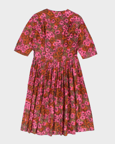Vintage 50s Blue & Green A-Line Dress - S