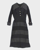 Vintage 50s Rhinestone Button Maxi Dress - M