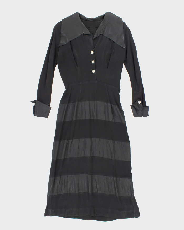 Vintage 50s Rhinestone Button Maxi Dress - M
