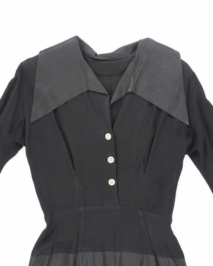 Vintage 50s Rhinestone Button Maxi Dress - M
