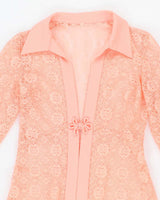 Vintage 70s Pink Lace Over Dress Coverup - M