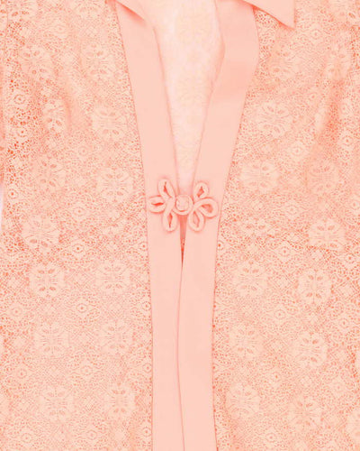 Vintage 70s Pink Lace Over Dress Coverup - M