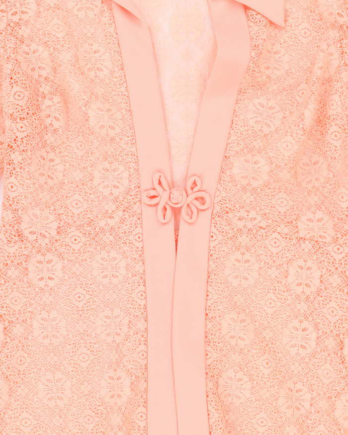 Vintage 70s Pink Lace Over Dress Coverup - M