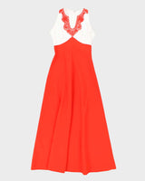 Vintage 70s White &amp; Red Maxi  - S