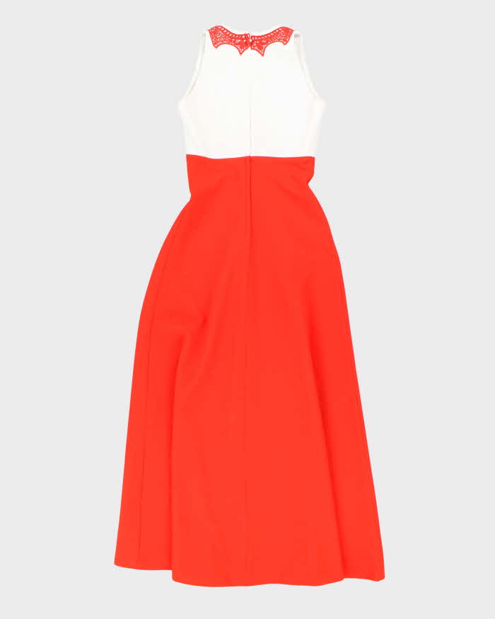 Vintage 70s White &amp; Red Maxi  - S