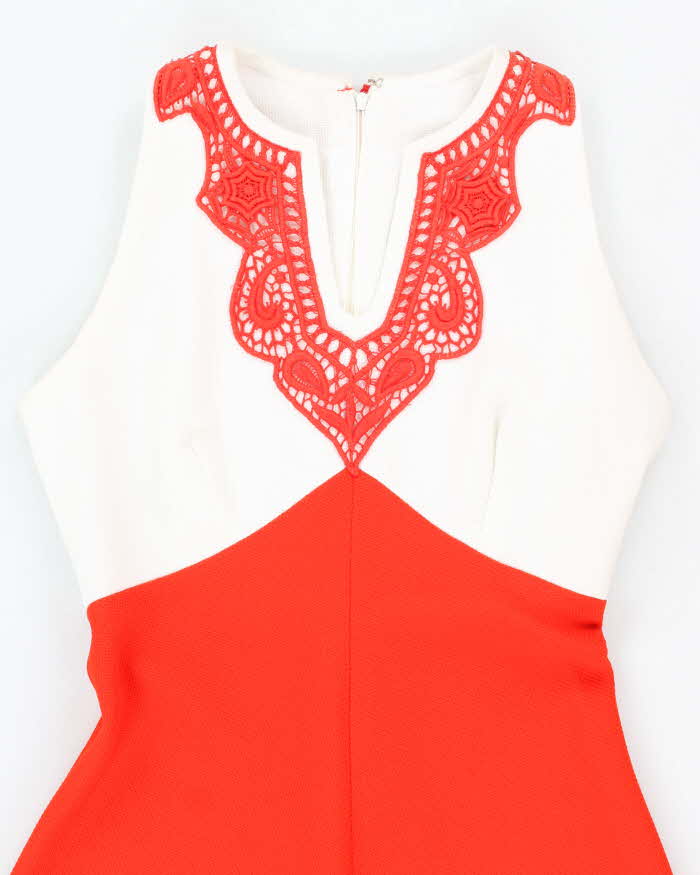 Vintage 70s White &amp; Red Maxi  - S