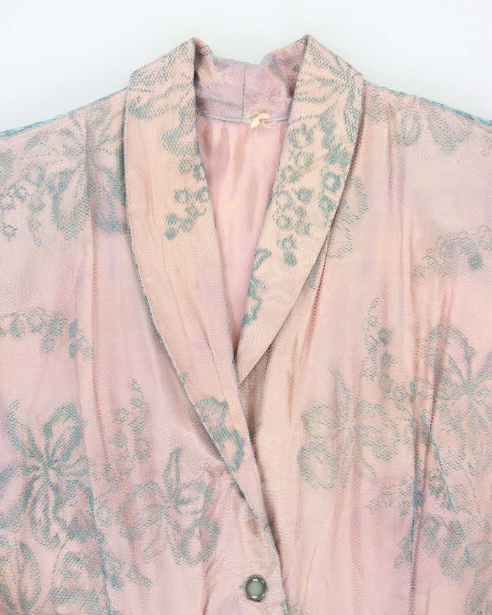Vintage 50s Lace Shoulder Pad Maxi Dress - L