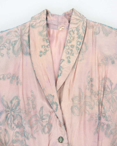 Vintage 50s Lace Shoulder Pad Maxi Dress - L