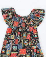 Vintage 70s Off The Shoulder Pattern Dress - XS